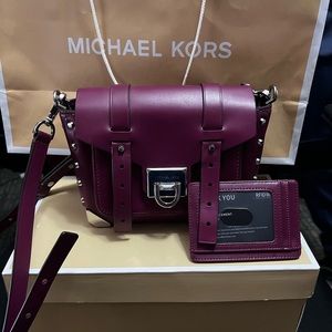 EUC Michael Kors burgundy crossbody with matching NWT. Buffway card wallet